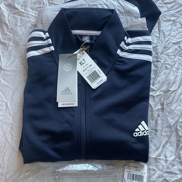 Adidas Men's Essentials Warm-Up 3-Stripes Track Top in Legend Ink/White color - Picture 5 of 6